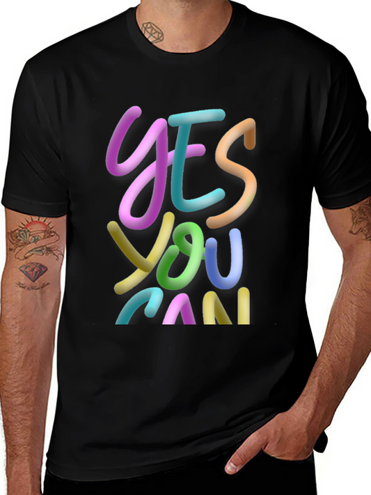 Yes You Can Graphic Tee - Inspirational Black T-Shirt