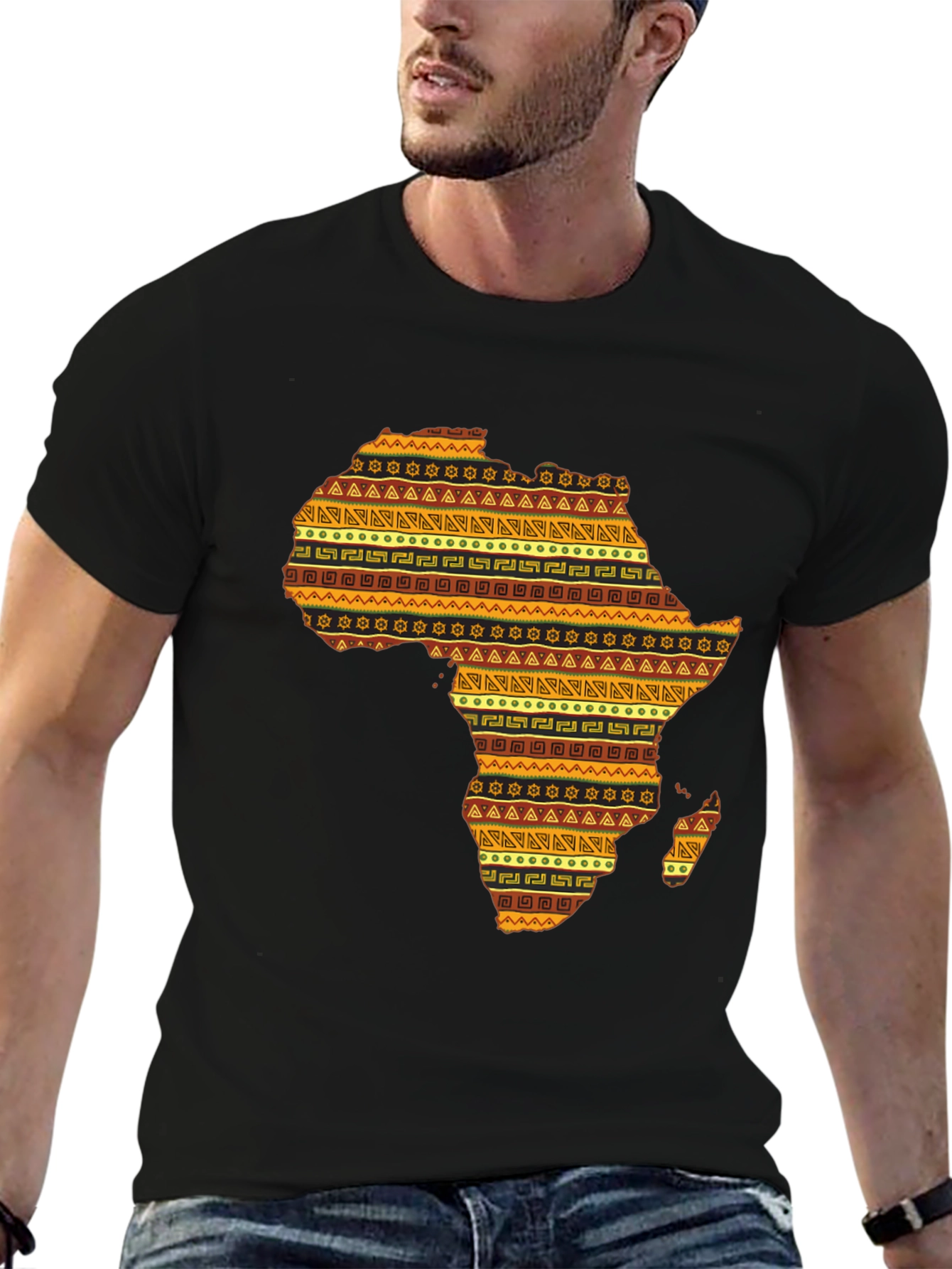 African Continent Patterned Mens T-Shirt