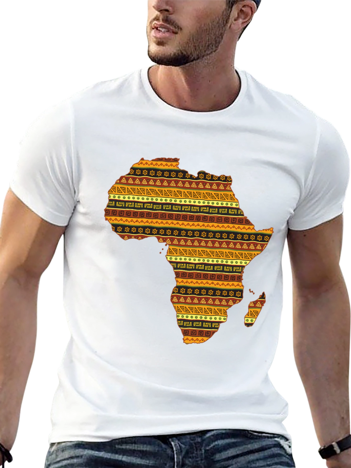 African Continent Patterned Mens T-Shirt