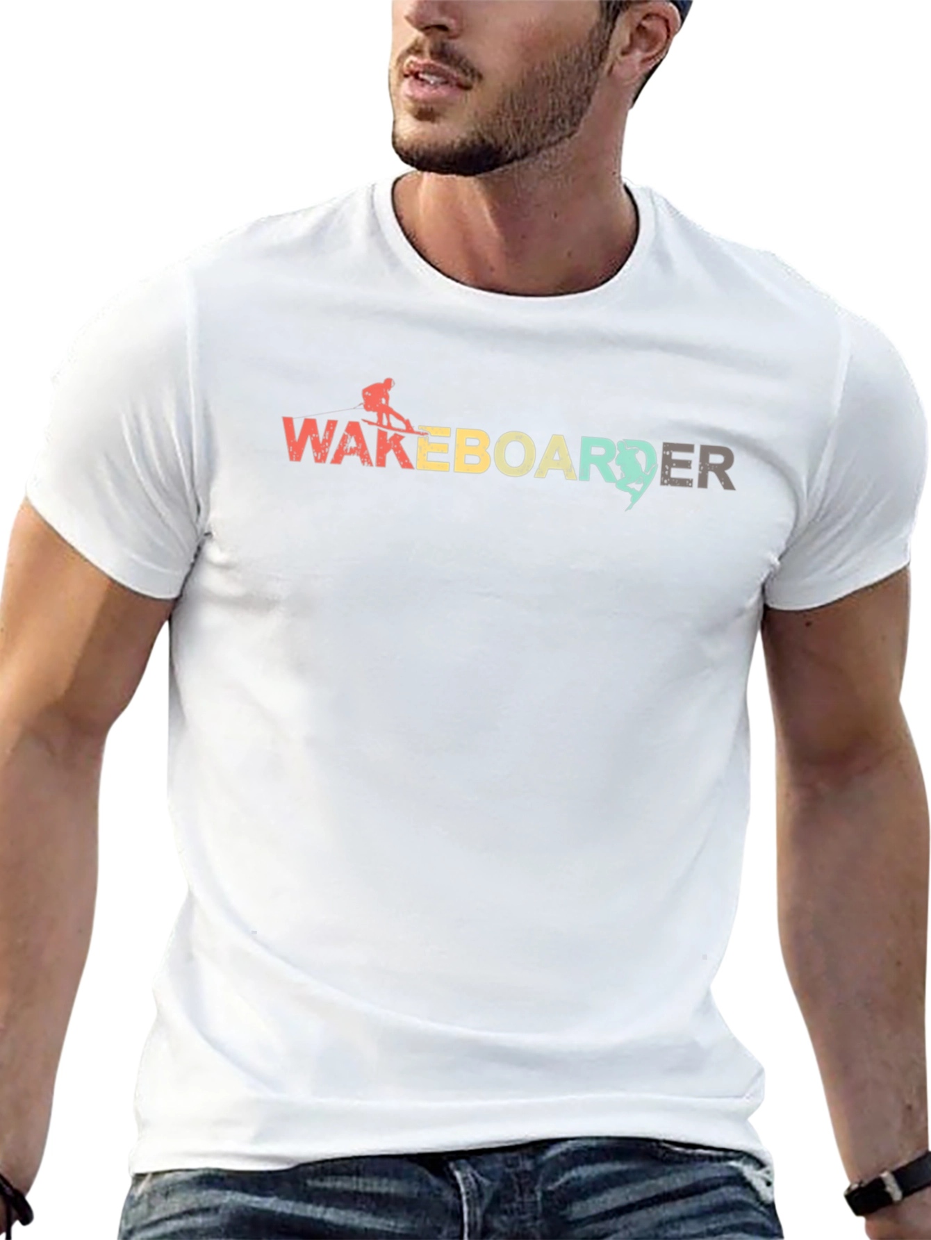 Wakeboarder Graphic Tee - Black Cotton Blend
