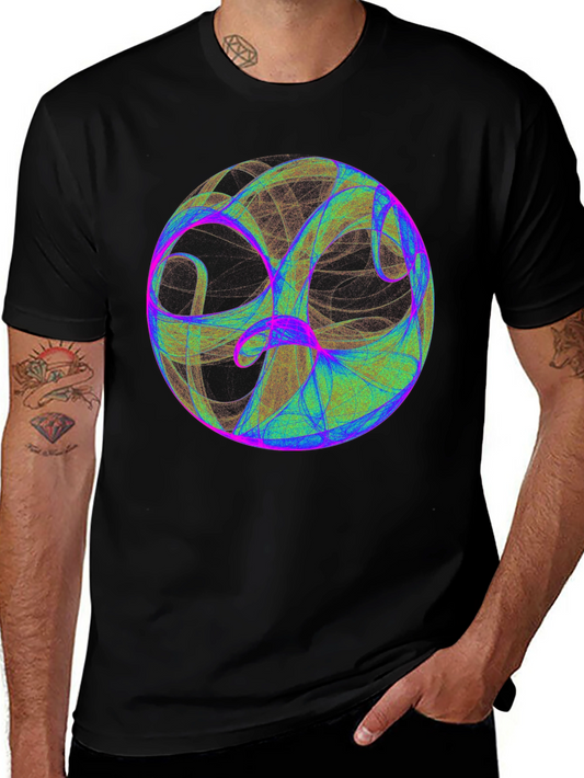 Abstract Sphere Graphic Print Black T-Shirt