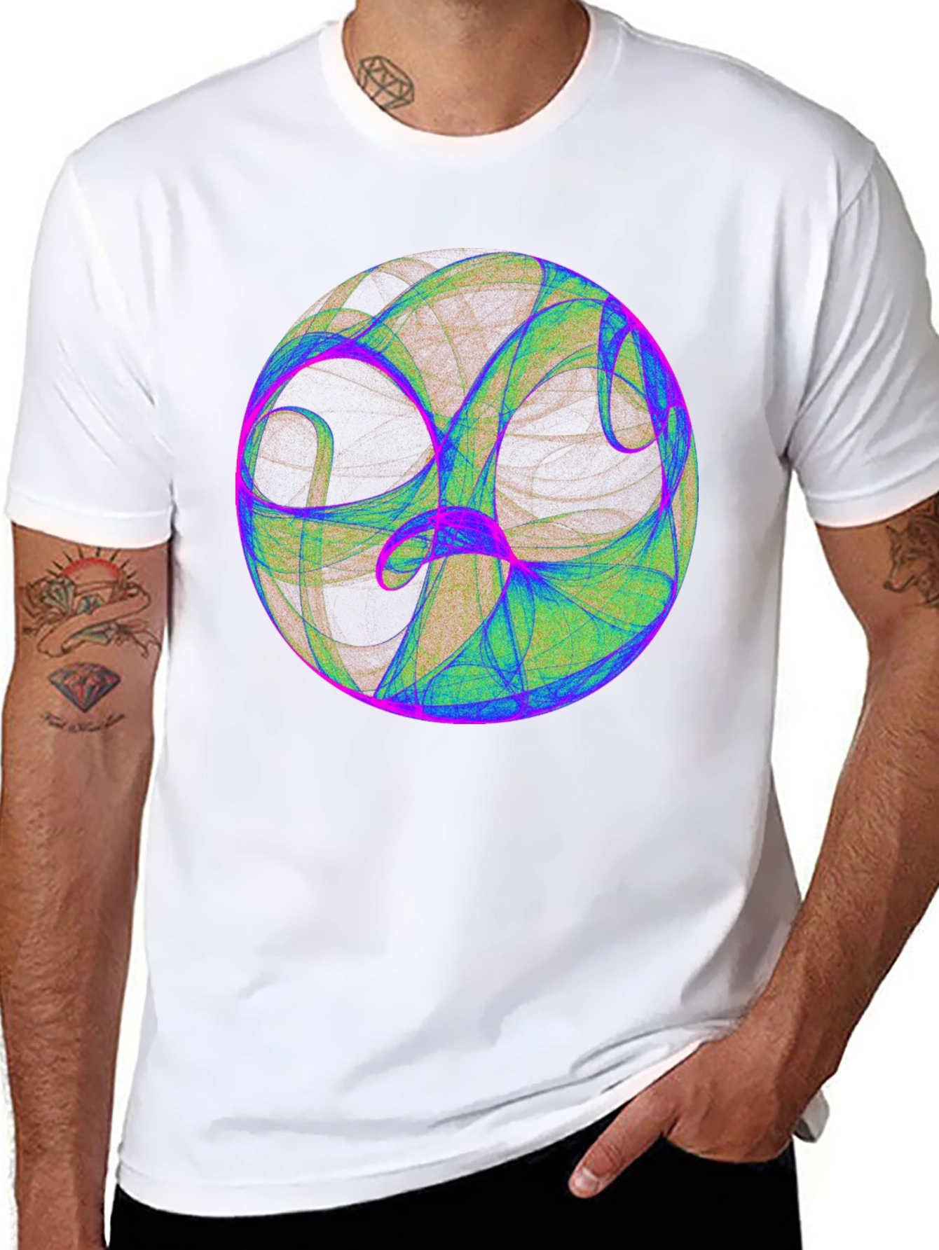 Abstract Sphere Graphic Print Black T-Shirt