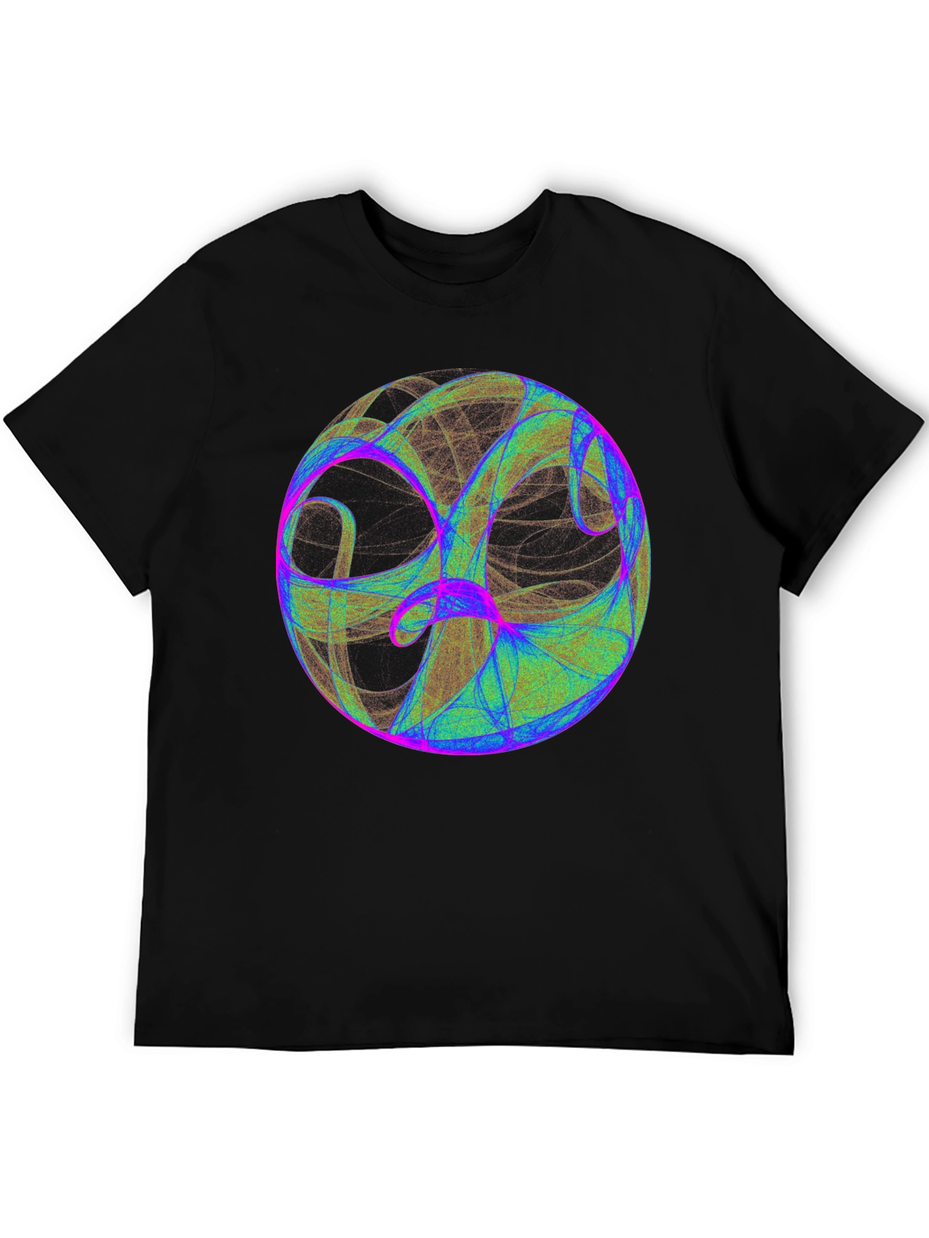 Abstract Sphere Graphic Print Black T-Shirt