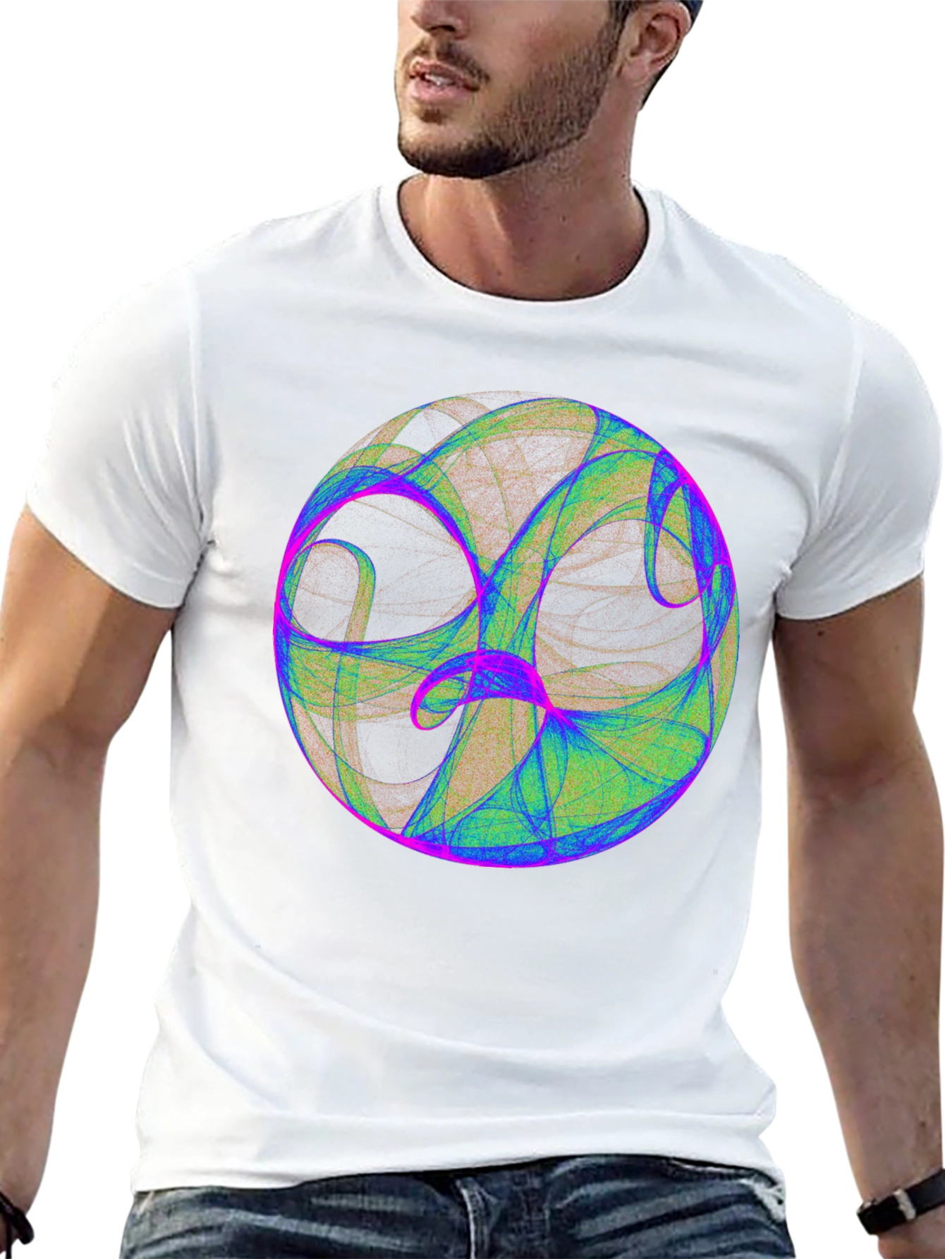 Abstract Sphere Graphic Print Black T-Shirt