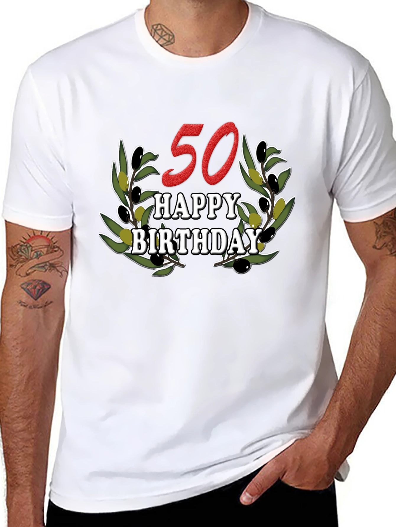 50th Happy Birthday Olive Branch T-Shirt