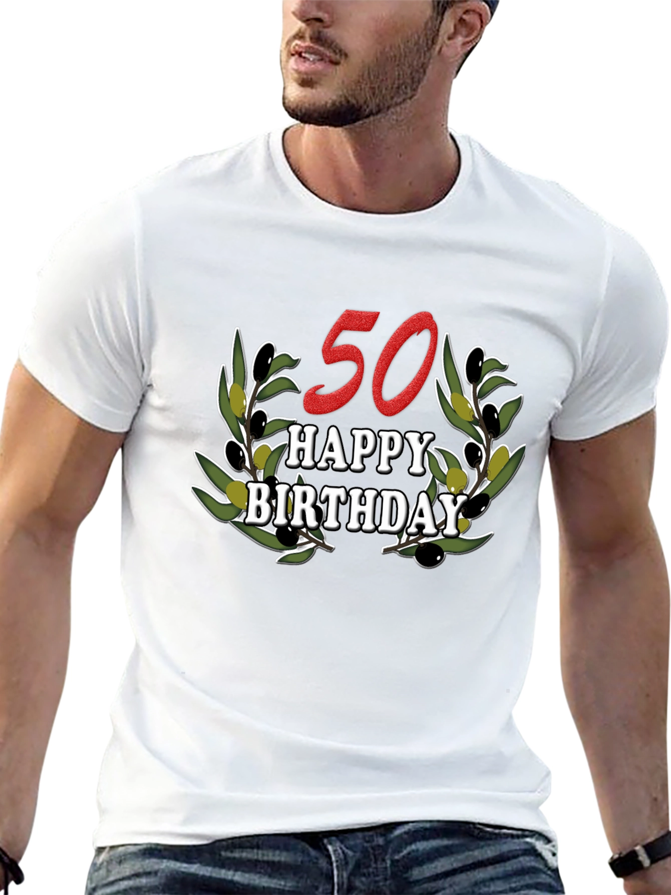 50th Happy Birthday Olive Branch T-Shirt