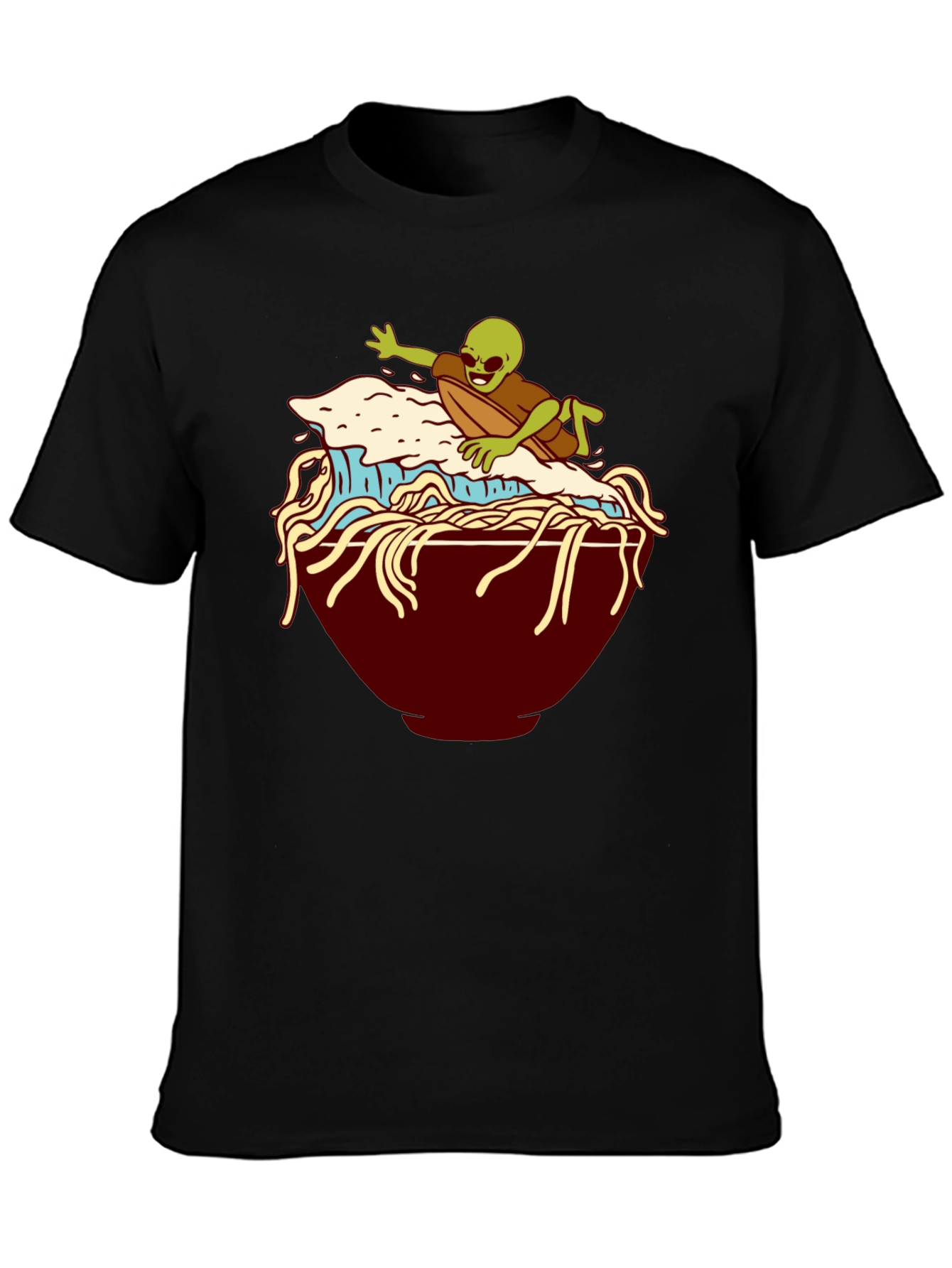 Alien Surfing Noodles Graphic T-Shirt