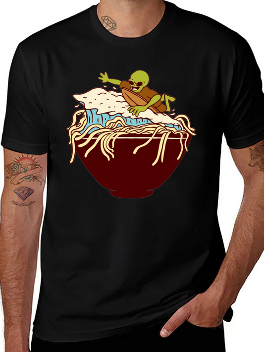 Alien Surfing Noodles Graphic T-Shirt