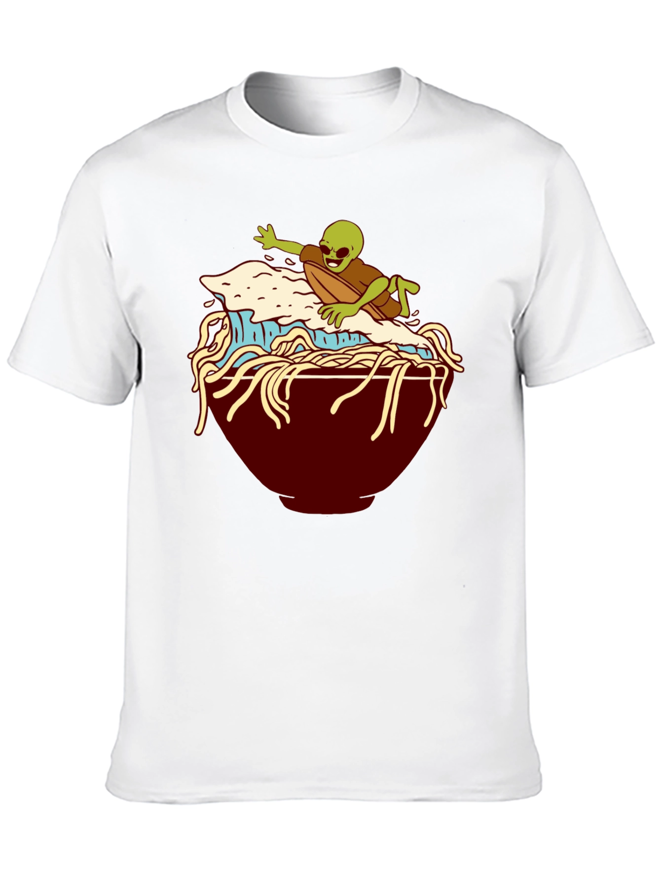 Alien Surfing Noodles Graphic T-Shirt