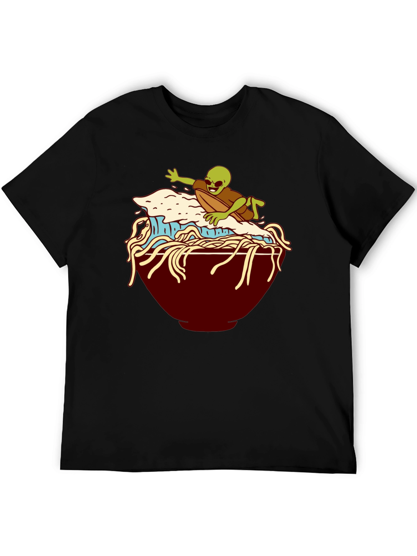 Alien Surfing Noodles Graphic T-Shirt
