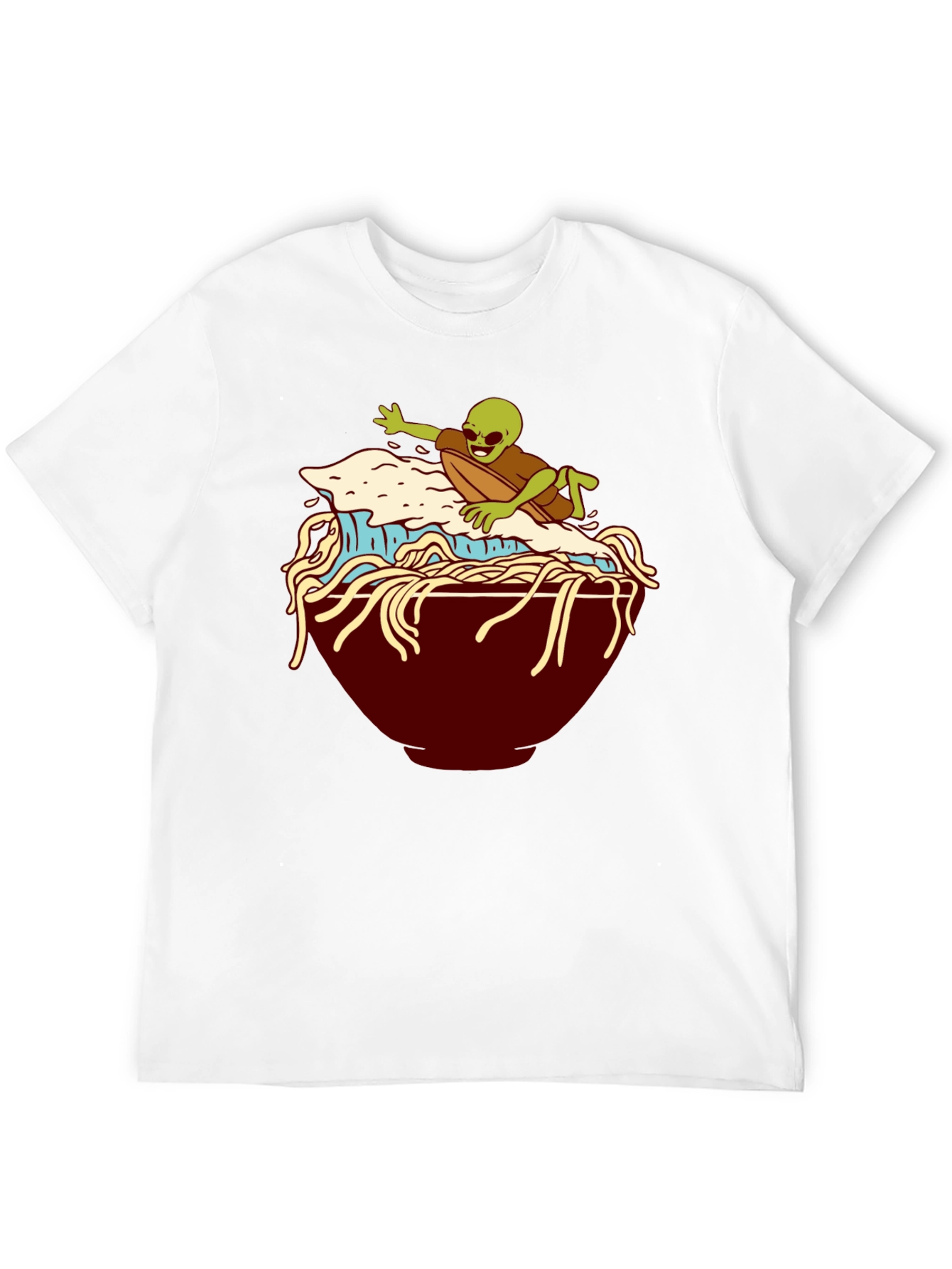 Alien Surfing Noodles Graphic T-Shirt