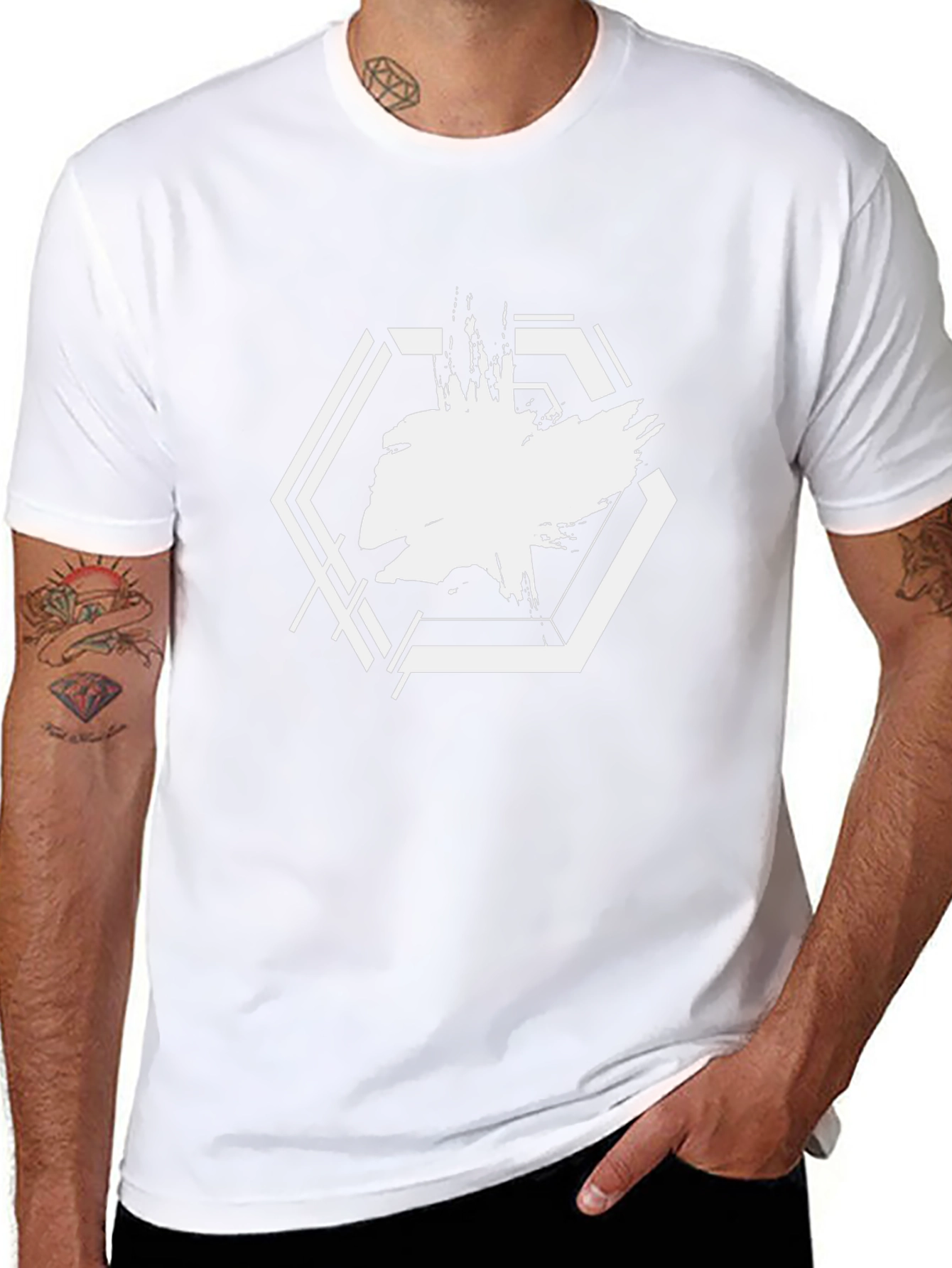 Abstract Hexagon Graphic Black T-Shirt