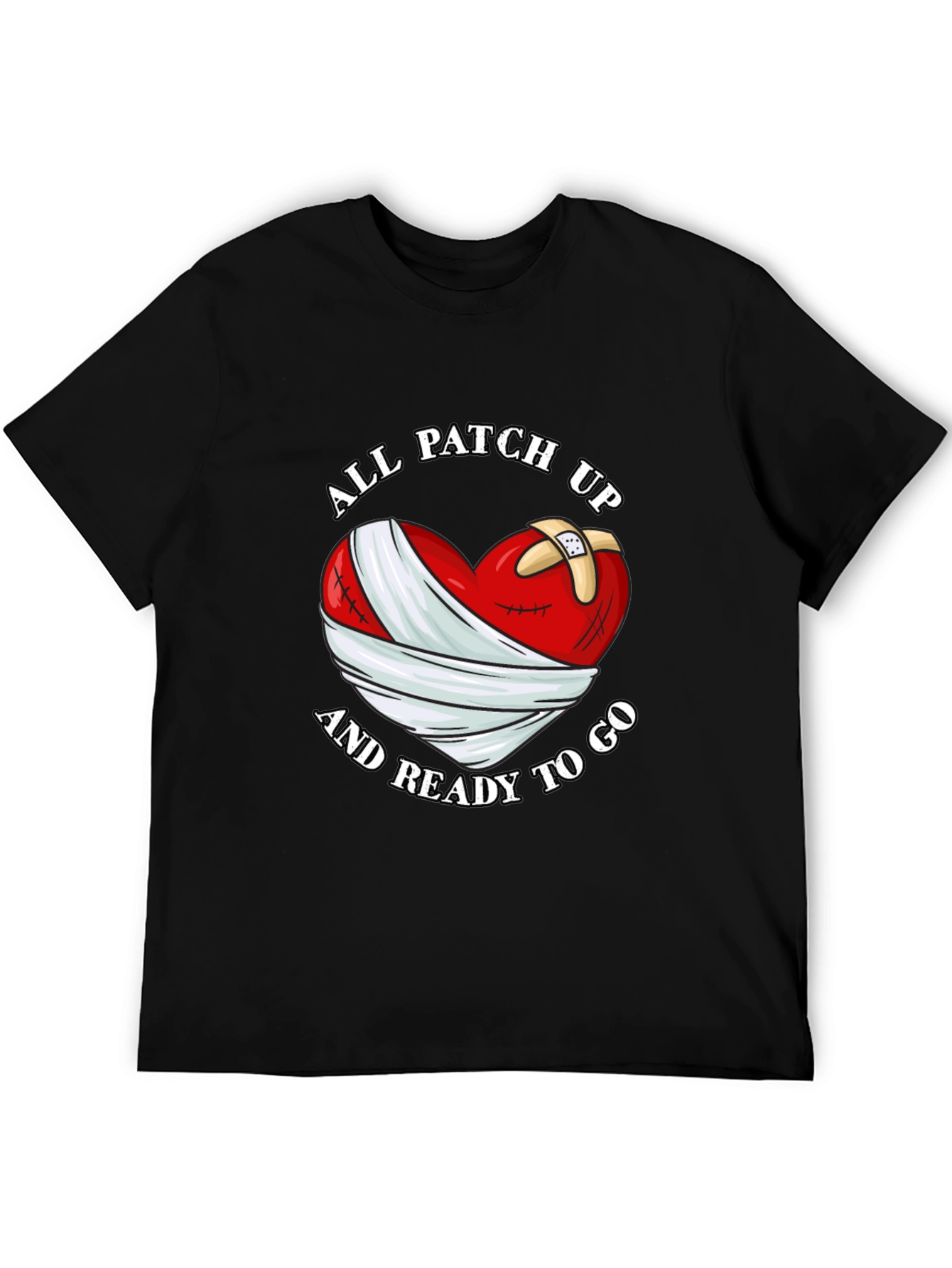 All Patched Up Heart Graphic Black T-Shirt
