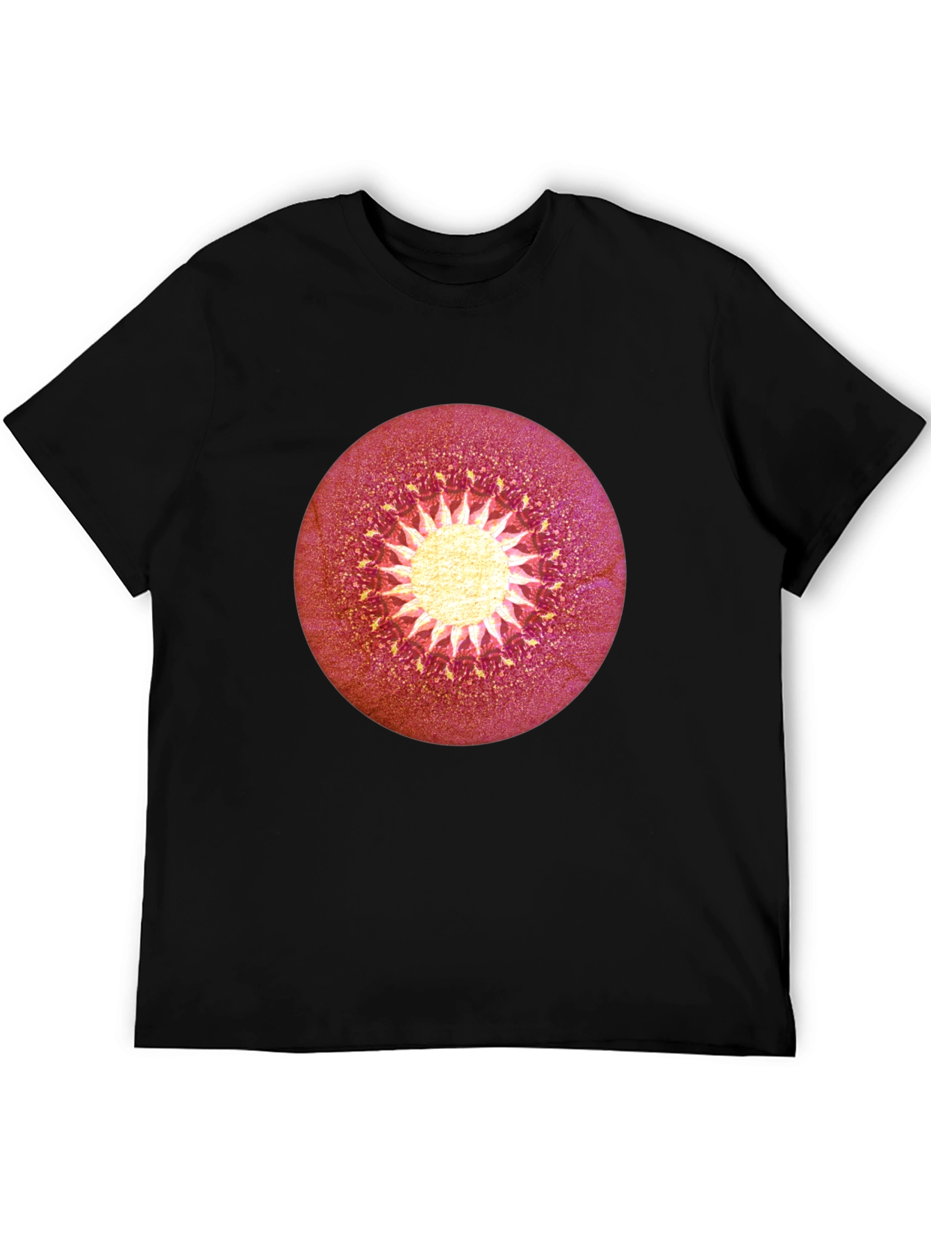 Abstract Sunburst Graphic Black T-Shirt
