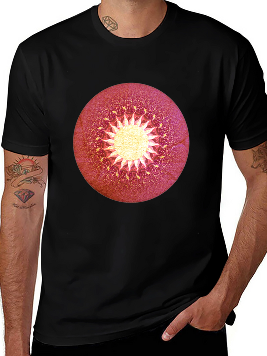 Abstract Sunburst Graphic Black T-Shirt
