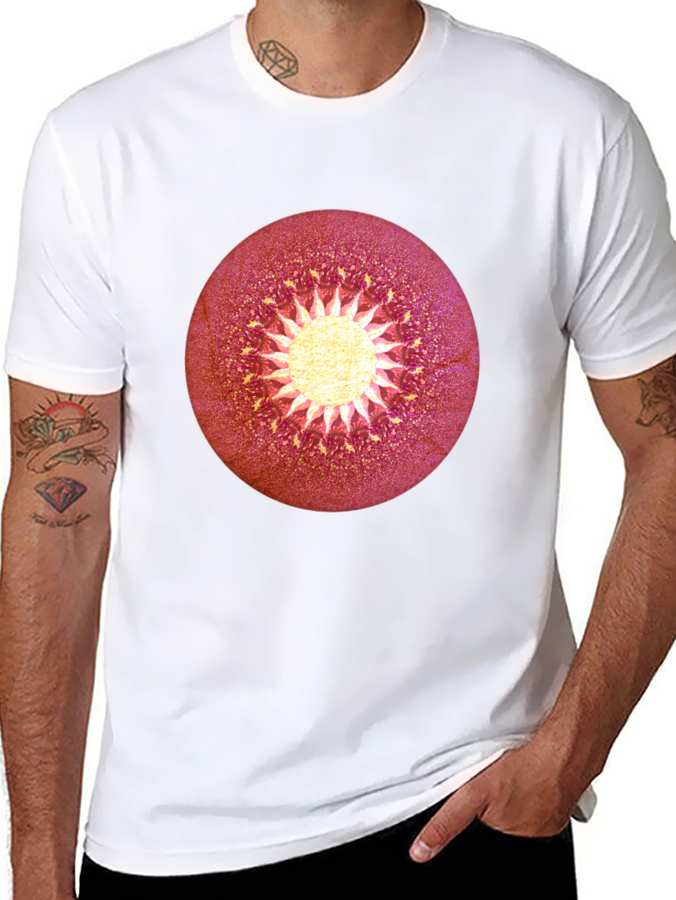 Abstract Sunburst Graphic Black T-Shirt