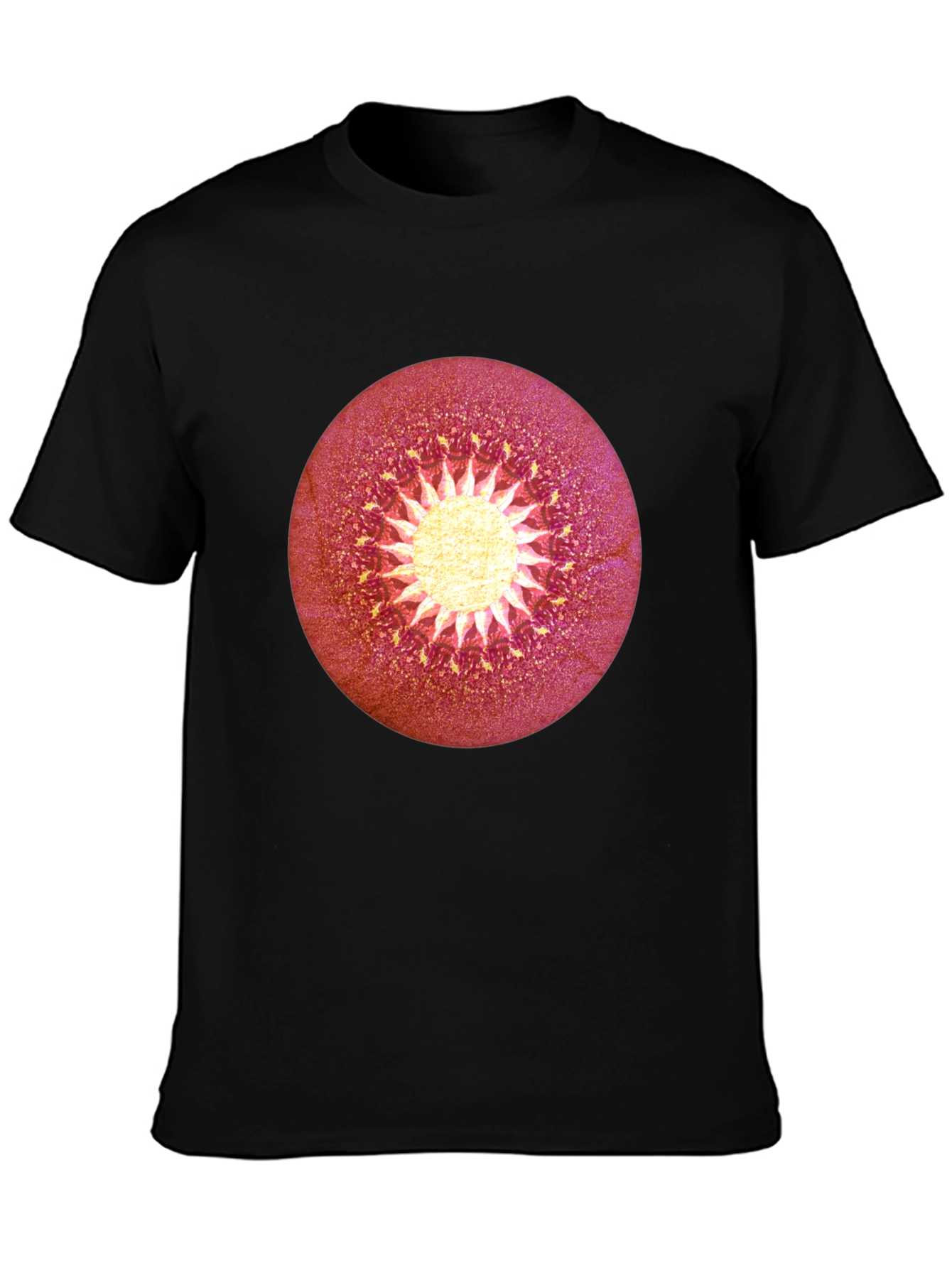 Abstract Sunburst Graphic Black T-Shirt