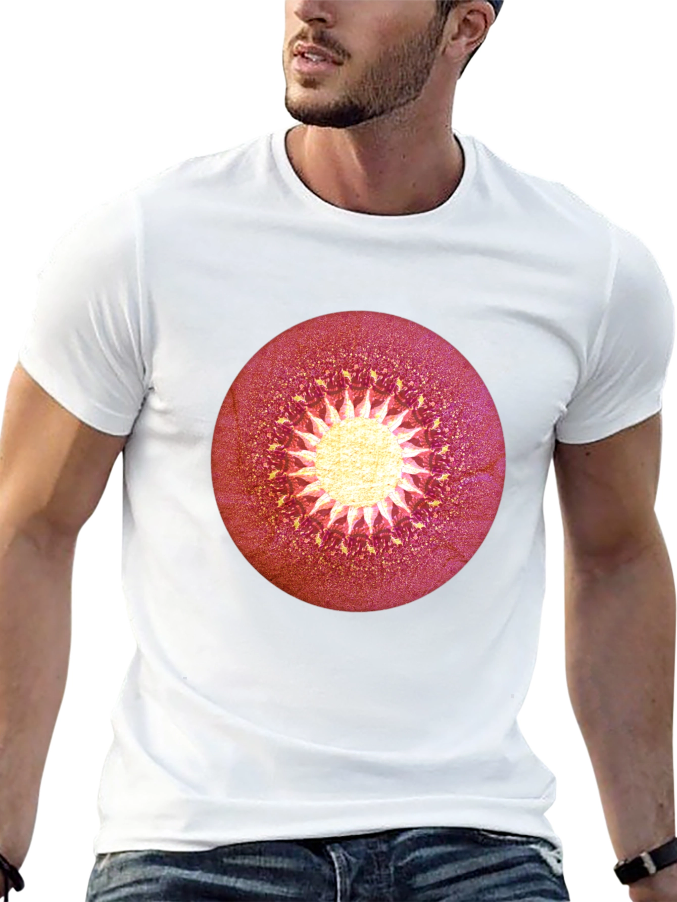 Abstract Sunburst Graphic Black T-Shirt