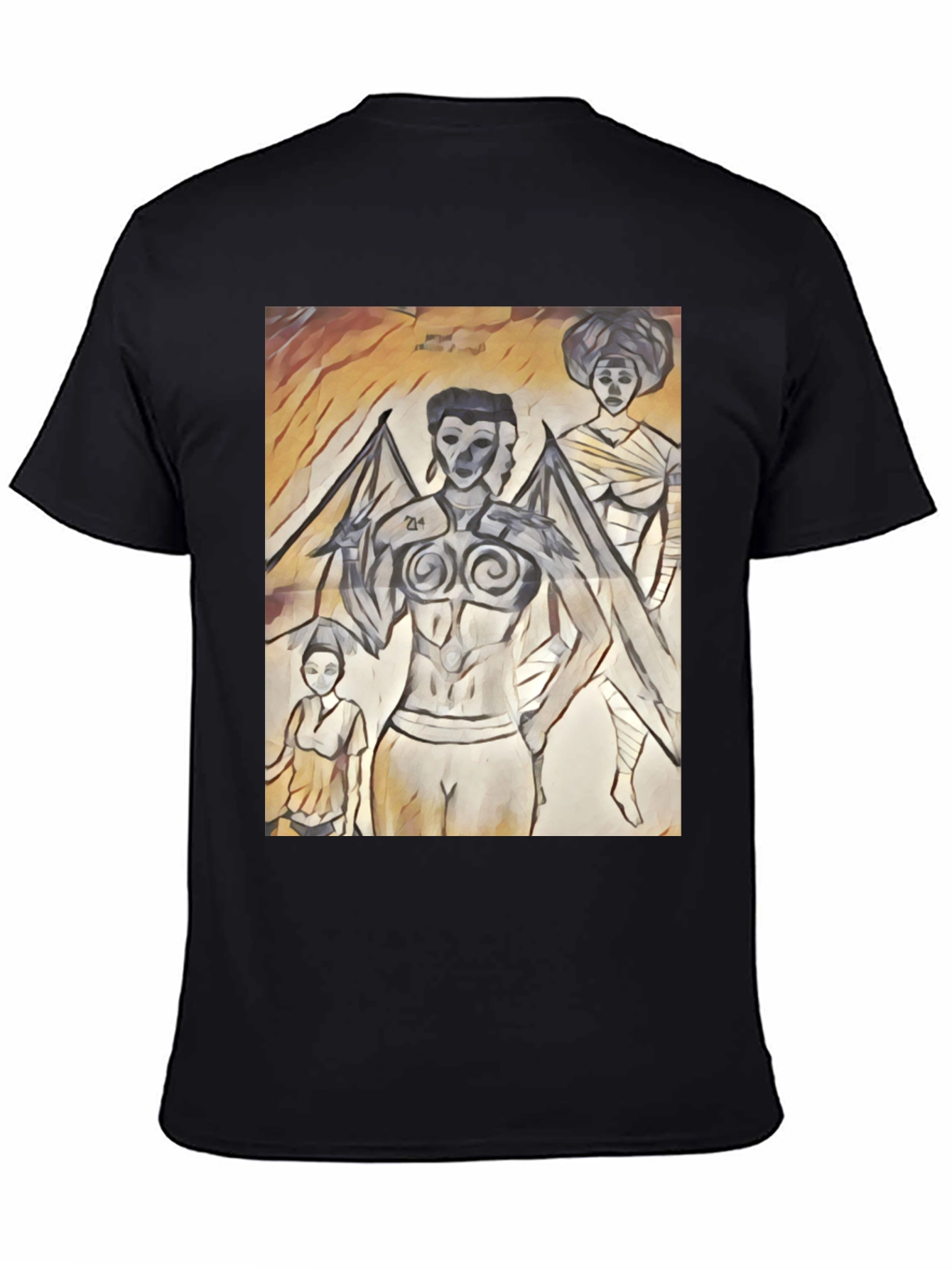 Artistic Graphic Print Black T-Shirt