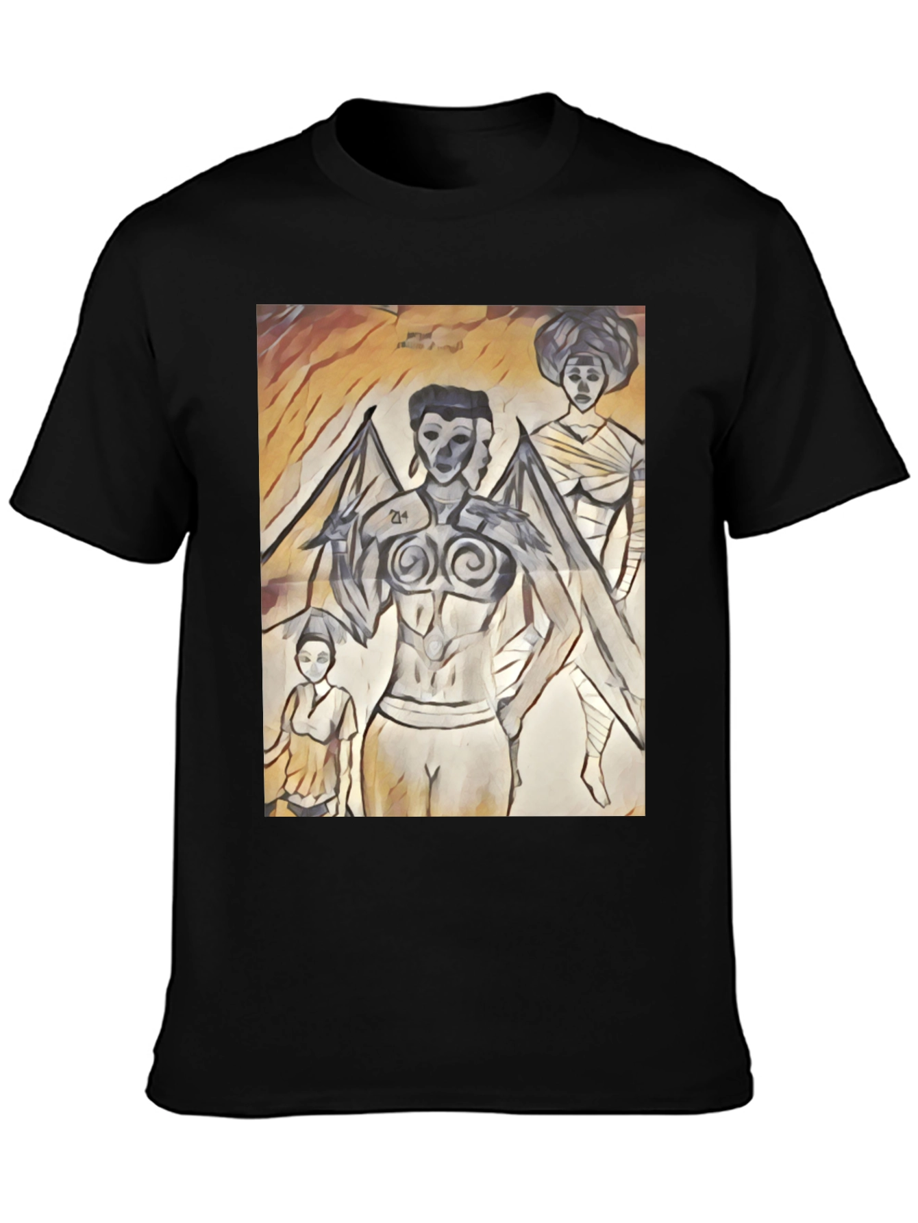 Artistic Graphic Print Black T-Shirt