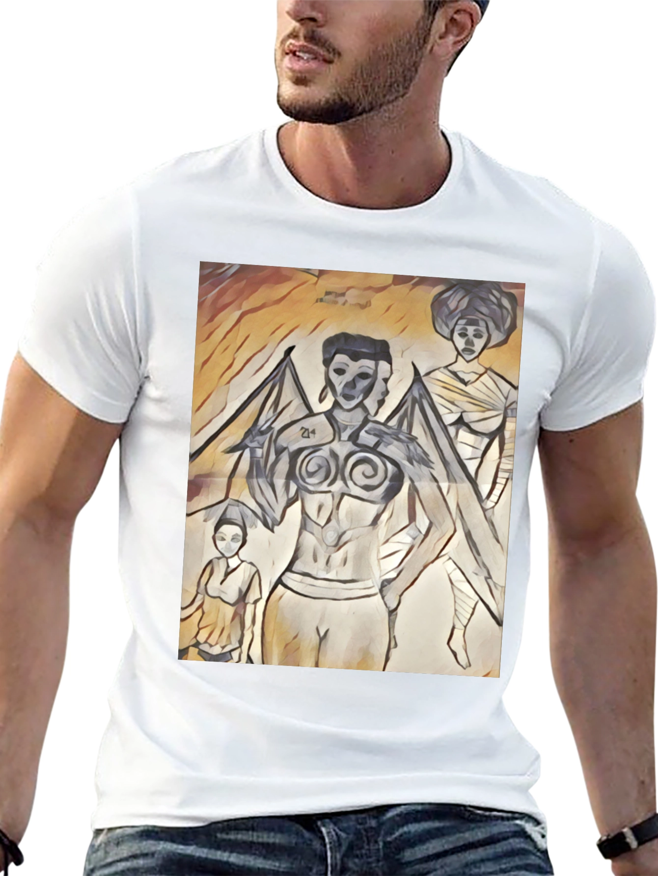Artistic Graphic Print Black T-Shirt