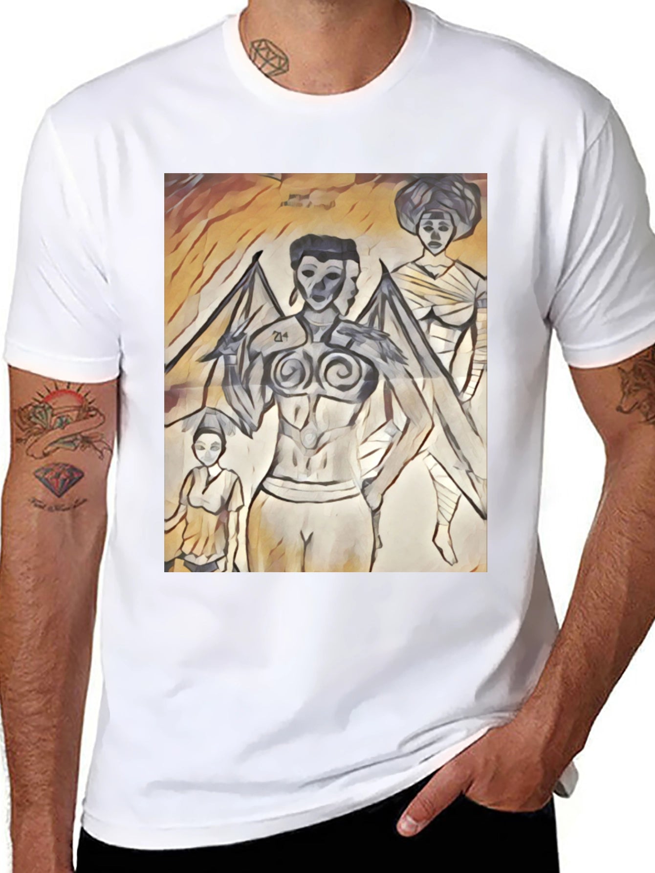 Artistic Graphic Print Black T-Shirt