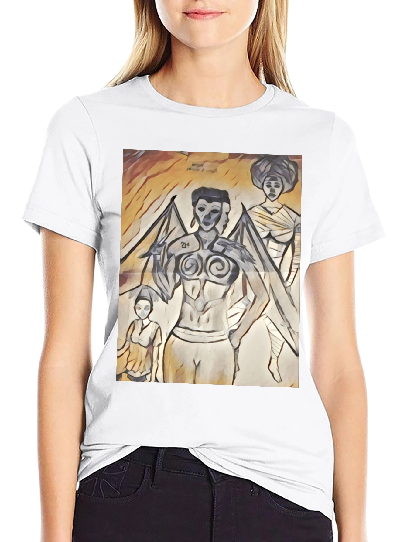 Artistic Graphic Print Black T-Shirt
