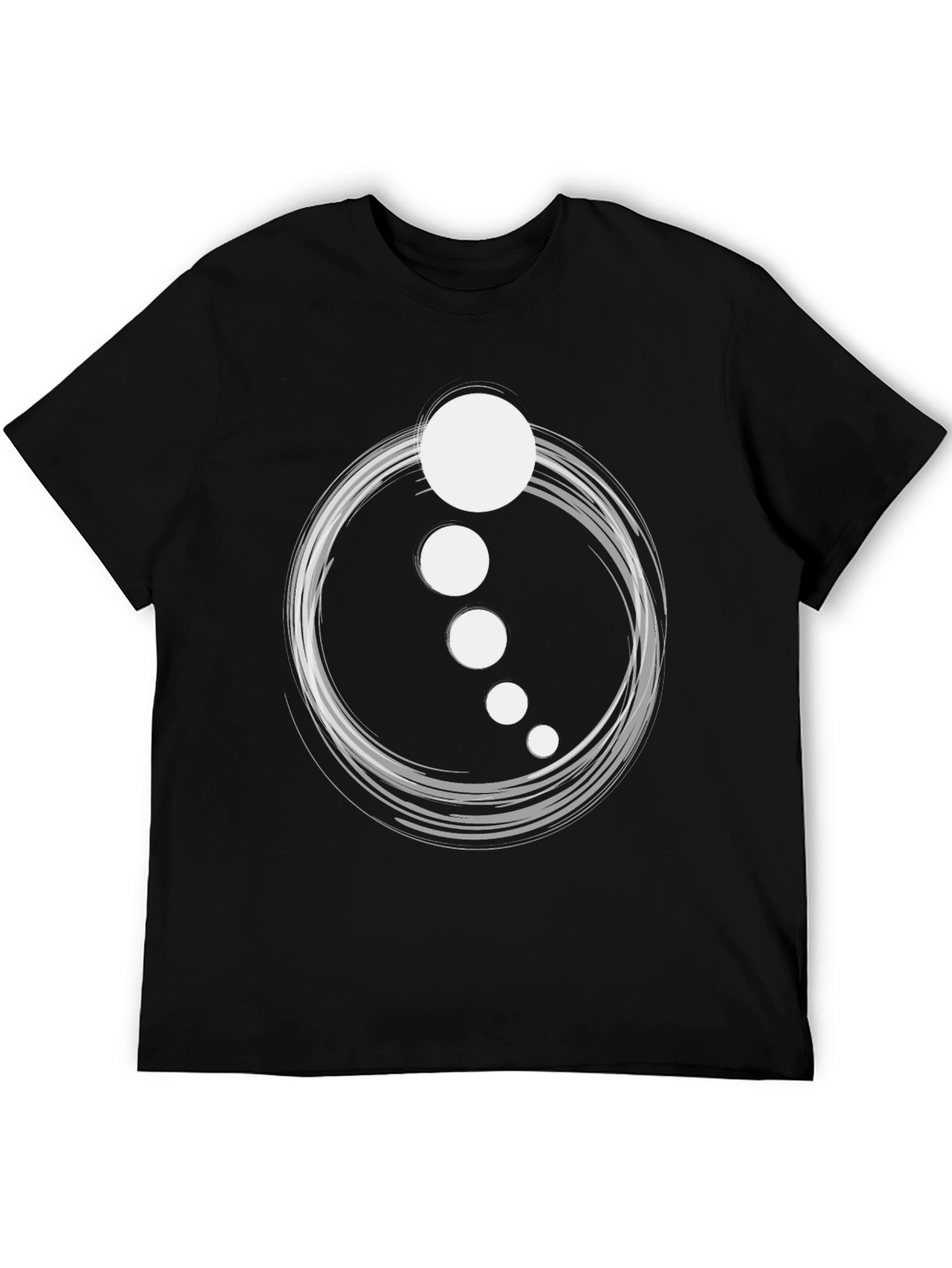 Abstract Circle Dot Graphic Tee - Casual Black T-Shirt