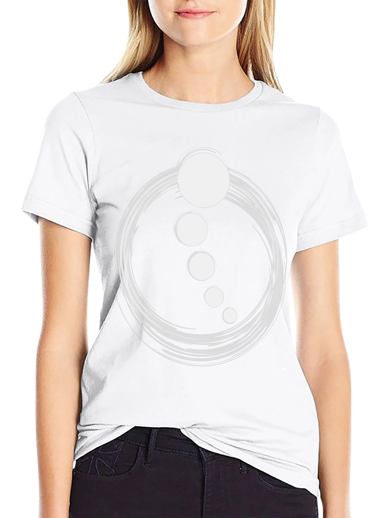 Abstract Circle Dot Graphic Tee - Casual Black T-Shirt