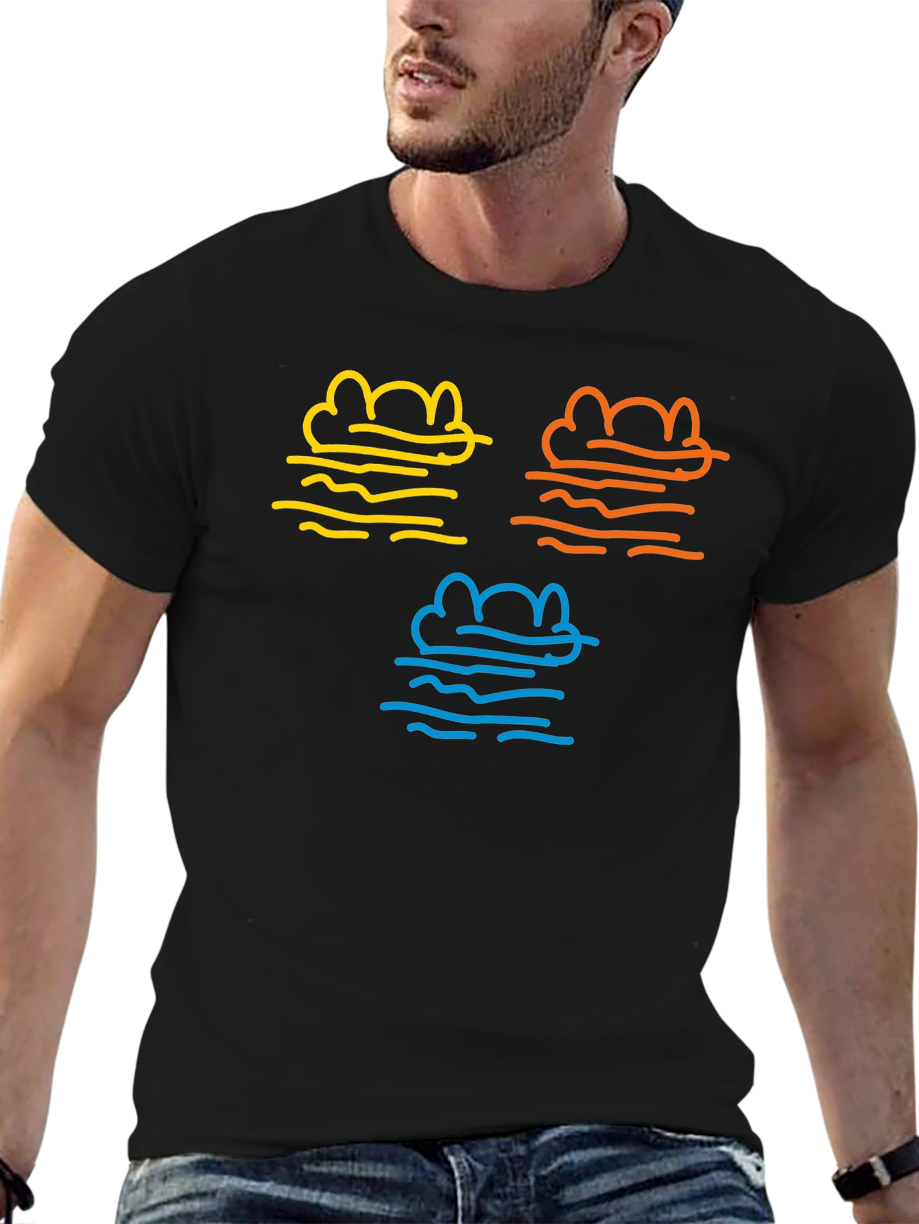 Abstract Weather Graphic Tee - Black
