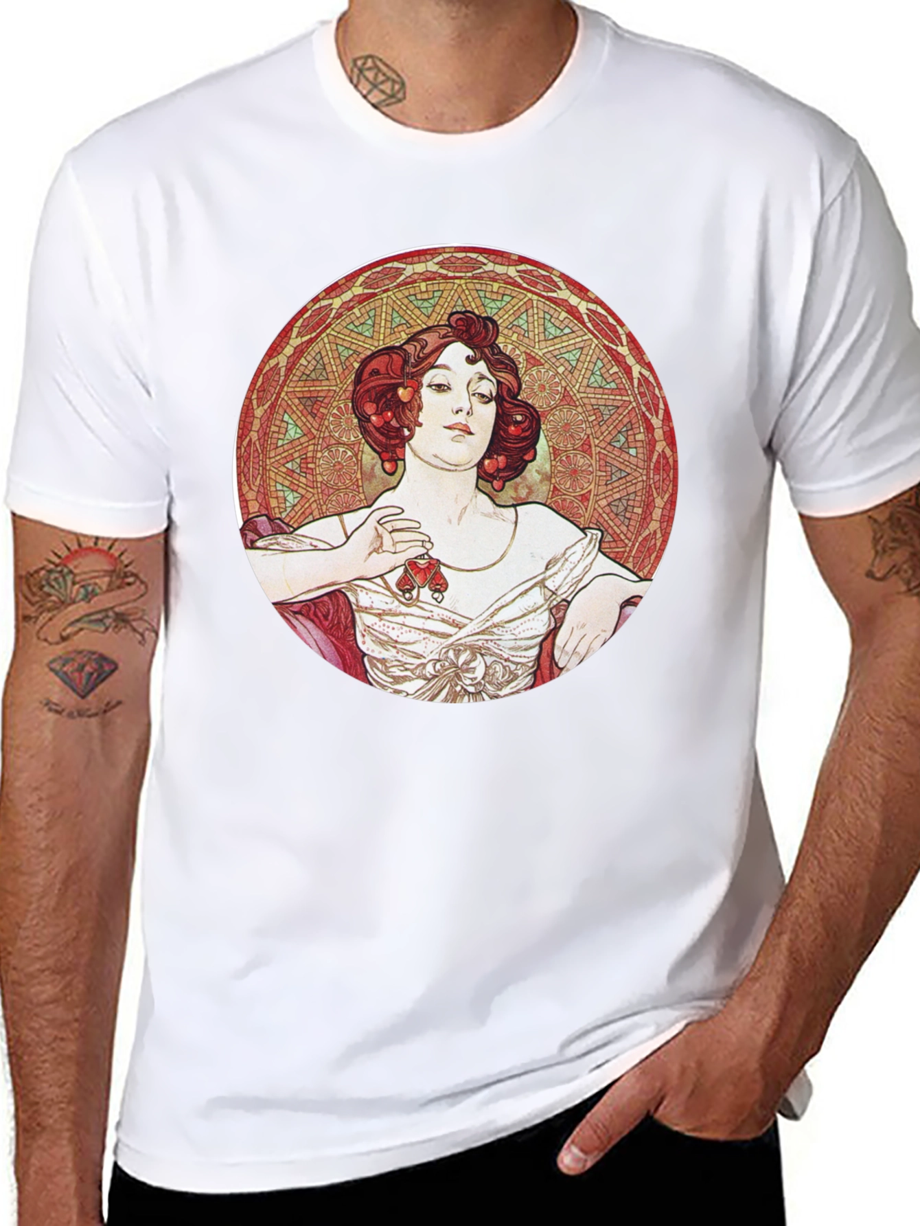 Art Nouveau Lady Graphic Tee - Black