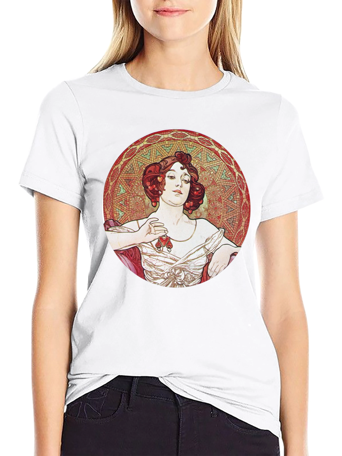 Art Nouveau Lady Graphic Tee - Black