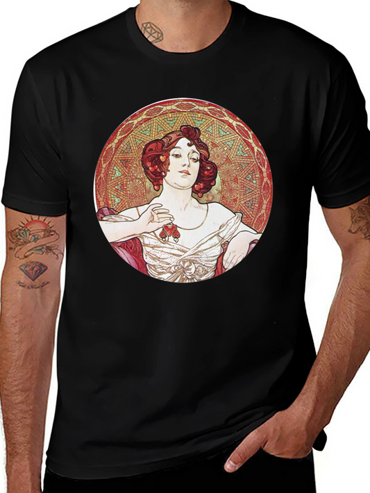 Art Nouveau Lady Graphic Tee - Black