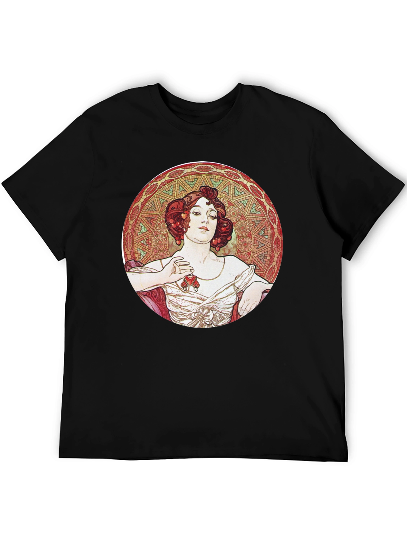 Art Nouveau Lady Graphic Tee - Black