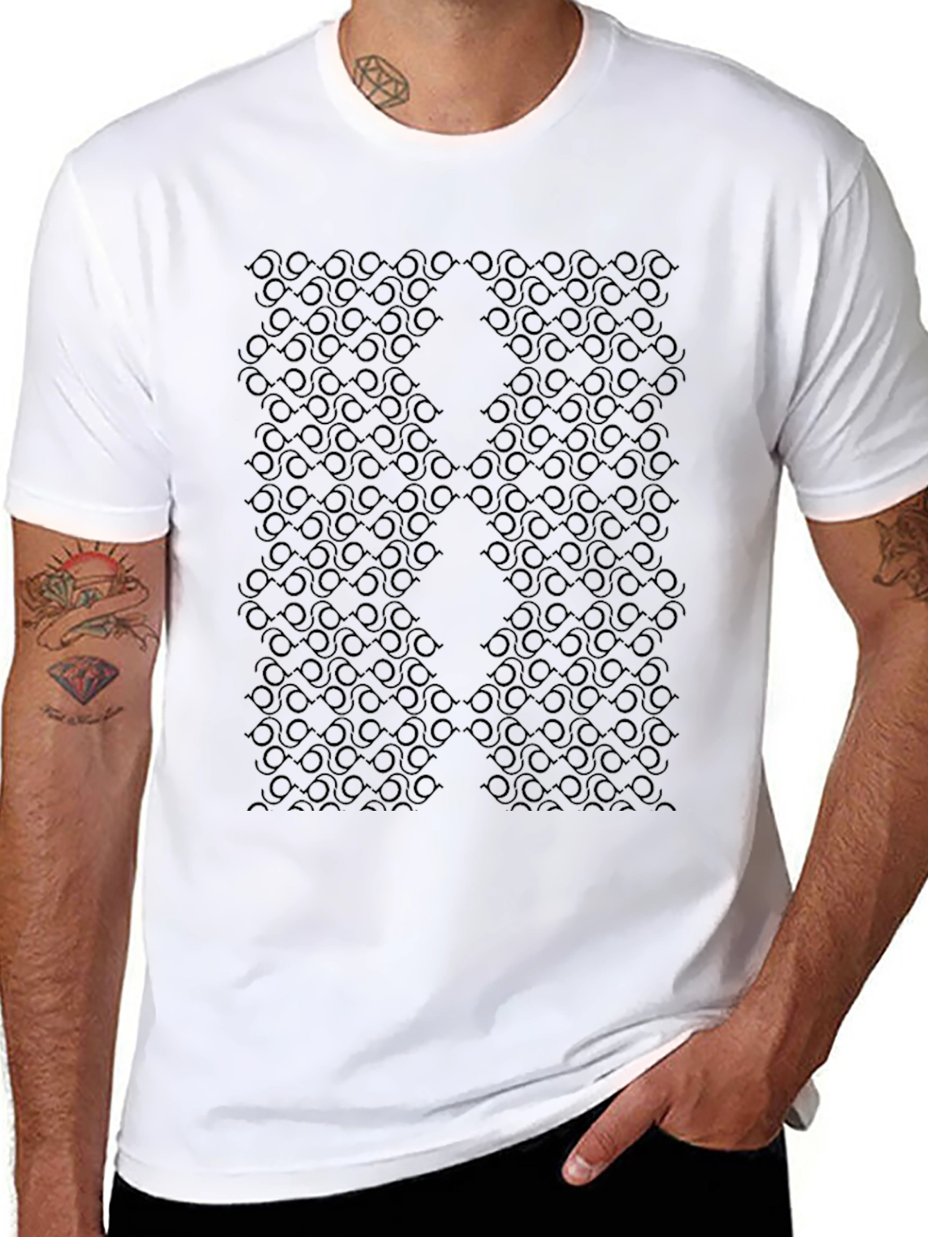 Abstract Pattern Black T-Shirt for Men
