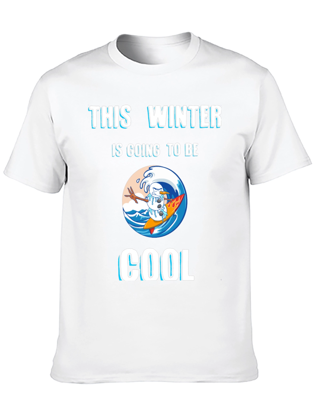 Winter Surfing Snowman Graphic Tee