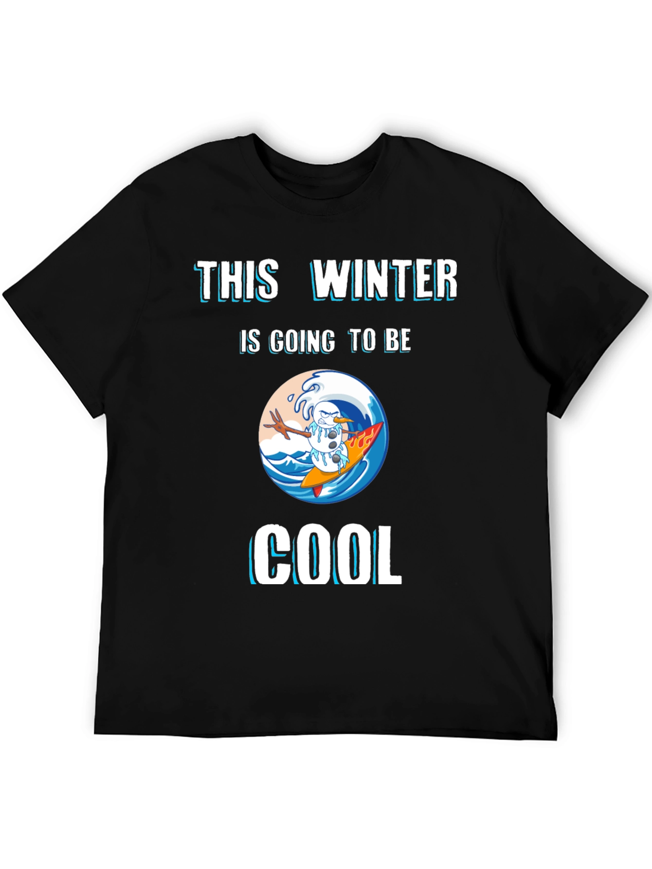 Winter Surfing Snowman Graphic Tee