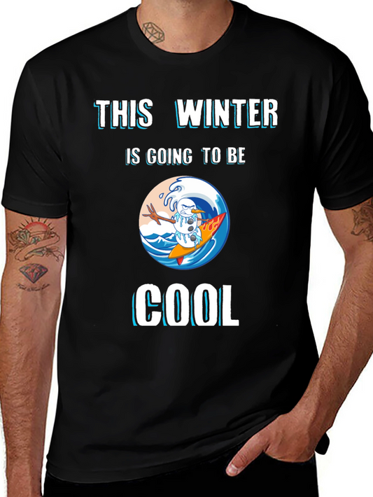 Winter Surfing Snowman Graphic Tee