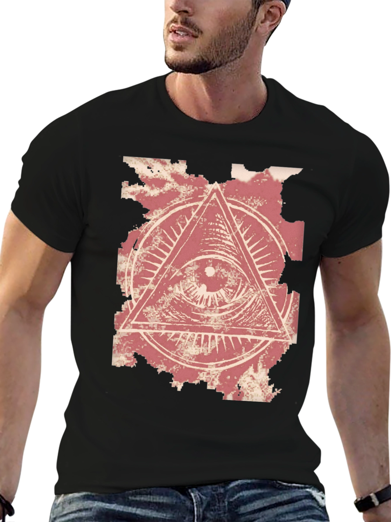 All-Seeing Eye Graphic Tee - Black Cotton T-Shirt