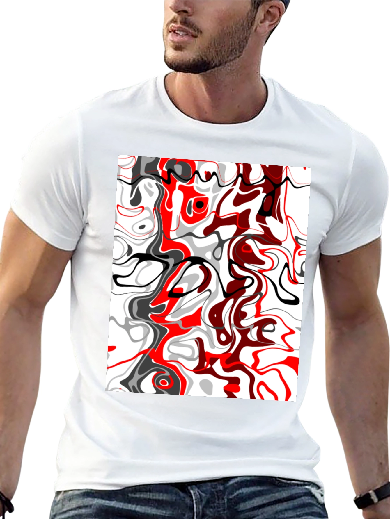 Abstract Swirl Graphic Tee - Modern Art Shirt