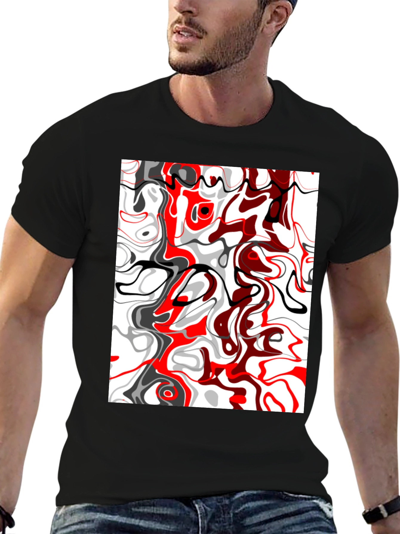Abstract Swirl Graphic Tee - Modern Art Shirt