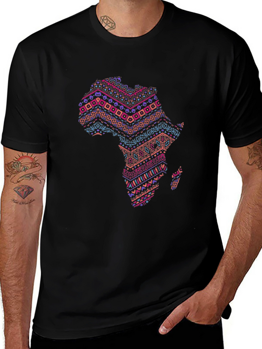 Africa Map Print Tee - Stylish Black T-Shirt