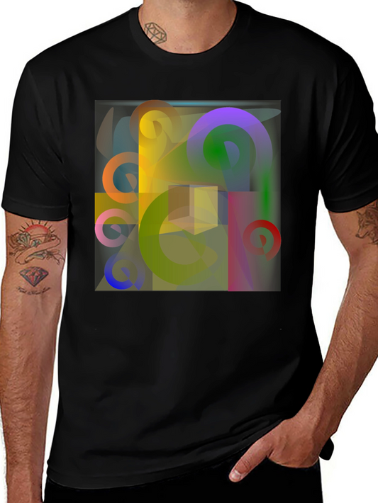 Abstract Geometric Art Print Black T-Shirt