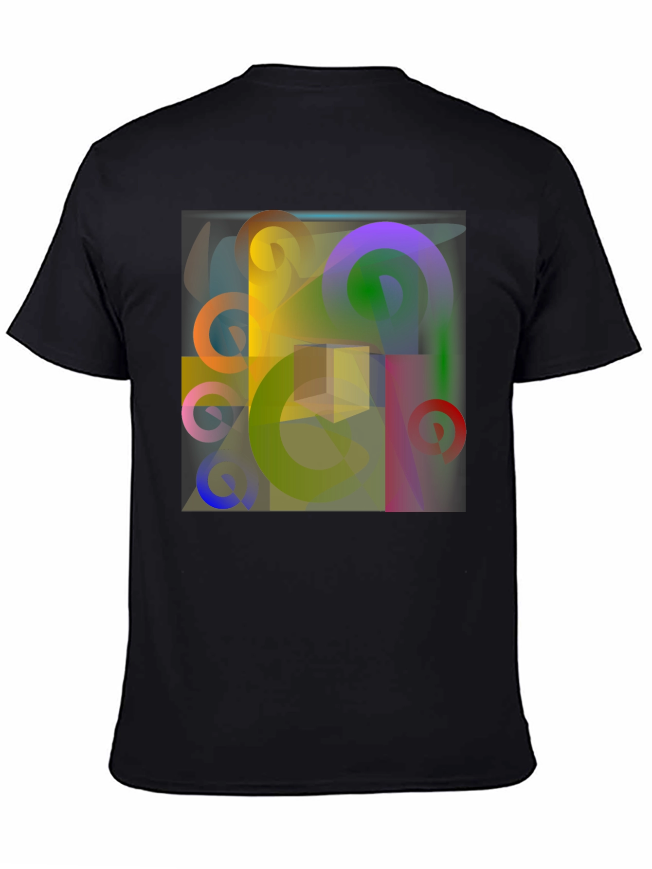 Abstract Geometric Art Print Black T-Shirt