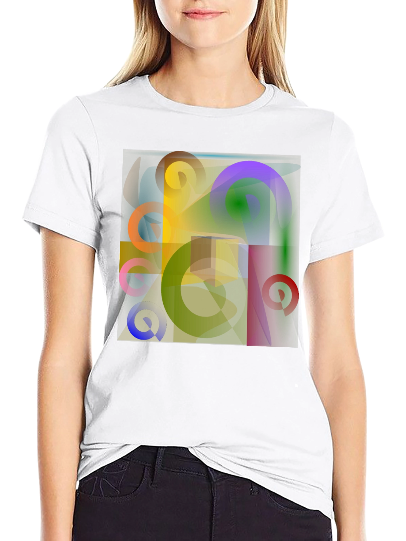 Abstract Geometric Art Print Black T-Shirt