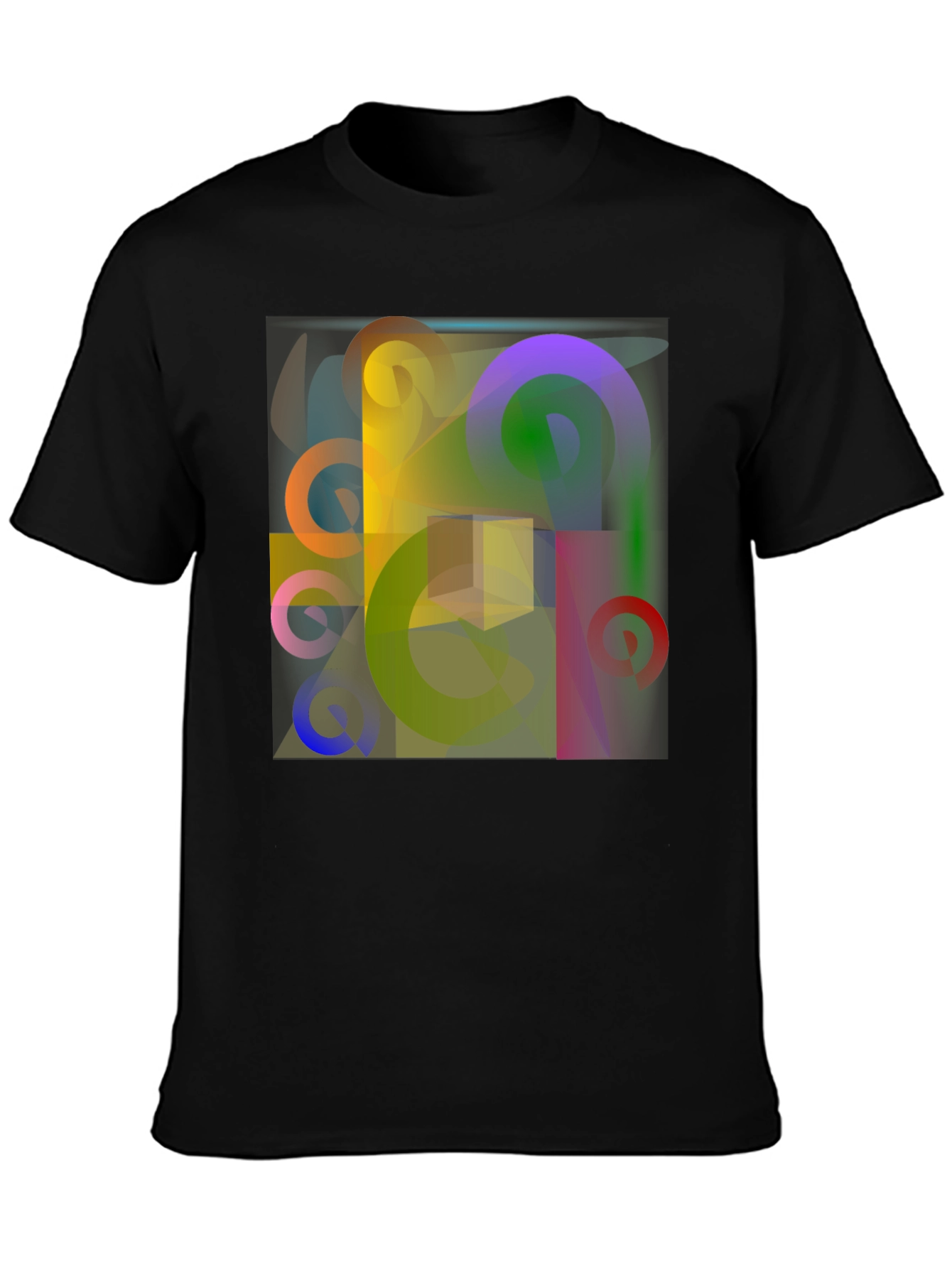 Abstract Geometric Art Print Black T-Shirt