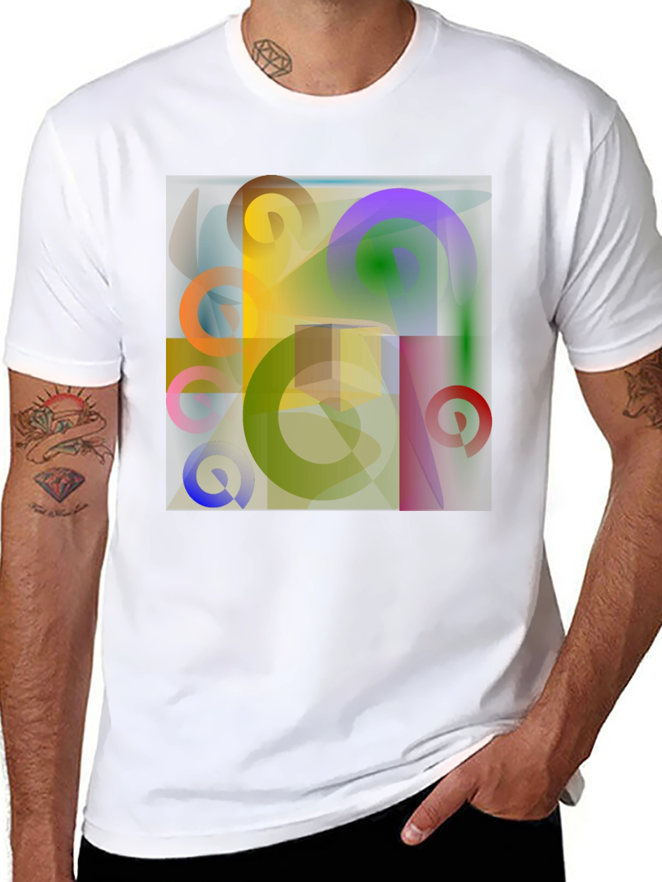 Abstract Geometric Art Print Black T-Shirt