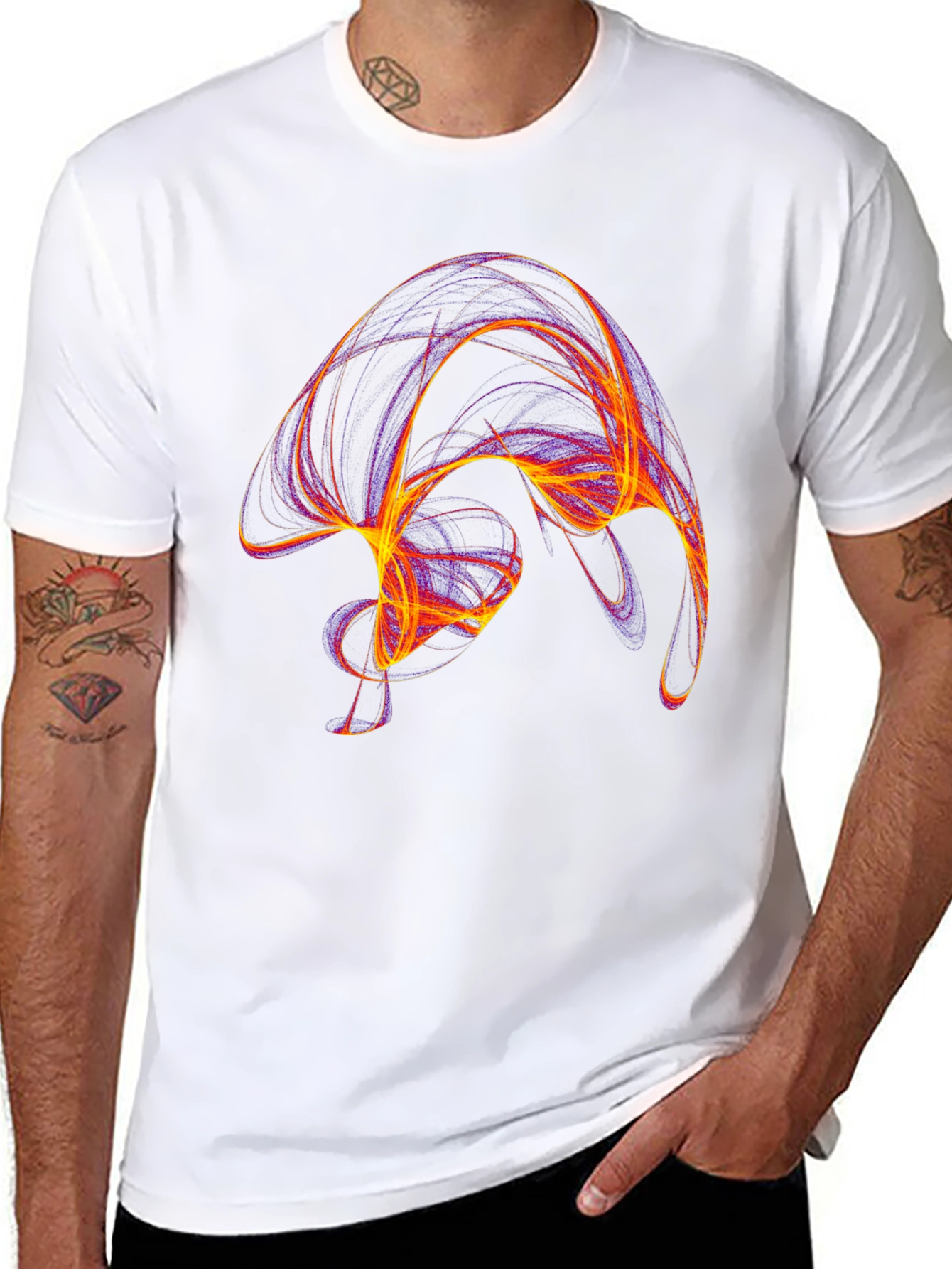 Abstract Swirl Graphic Black T-Shirt