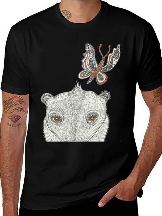 Artistic Animal Print Black T-Shirt