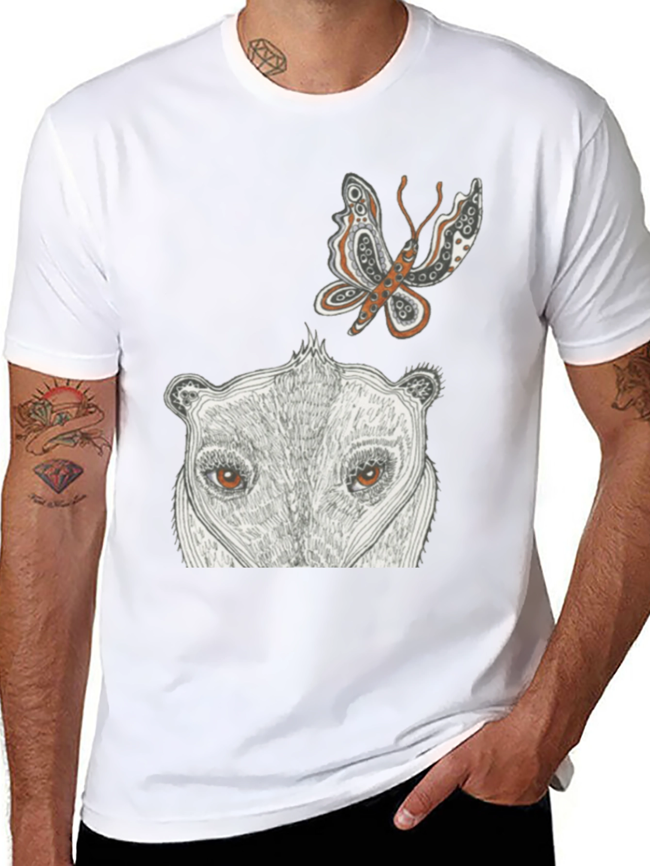 Artistic Animal Print Black T-Shirt